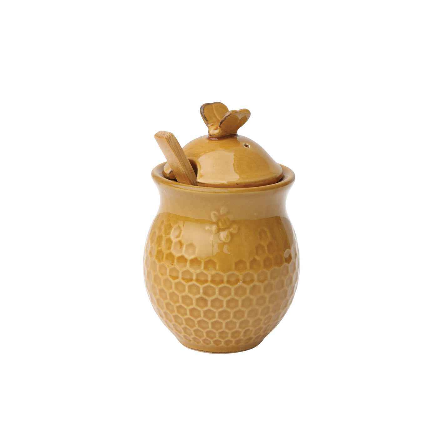 Golden Honey Jar with Honey Dipper