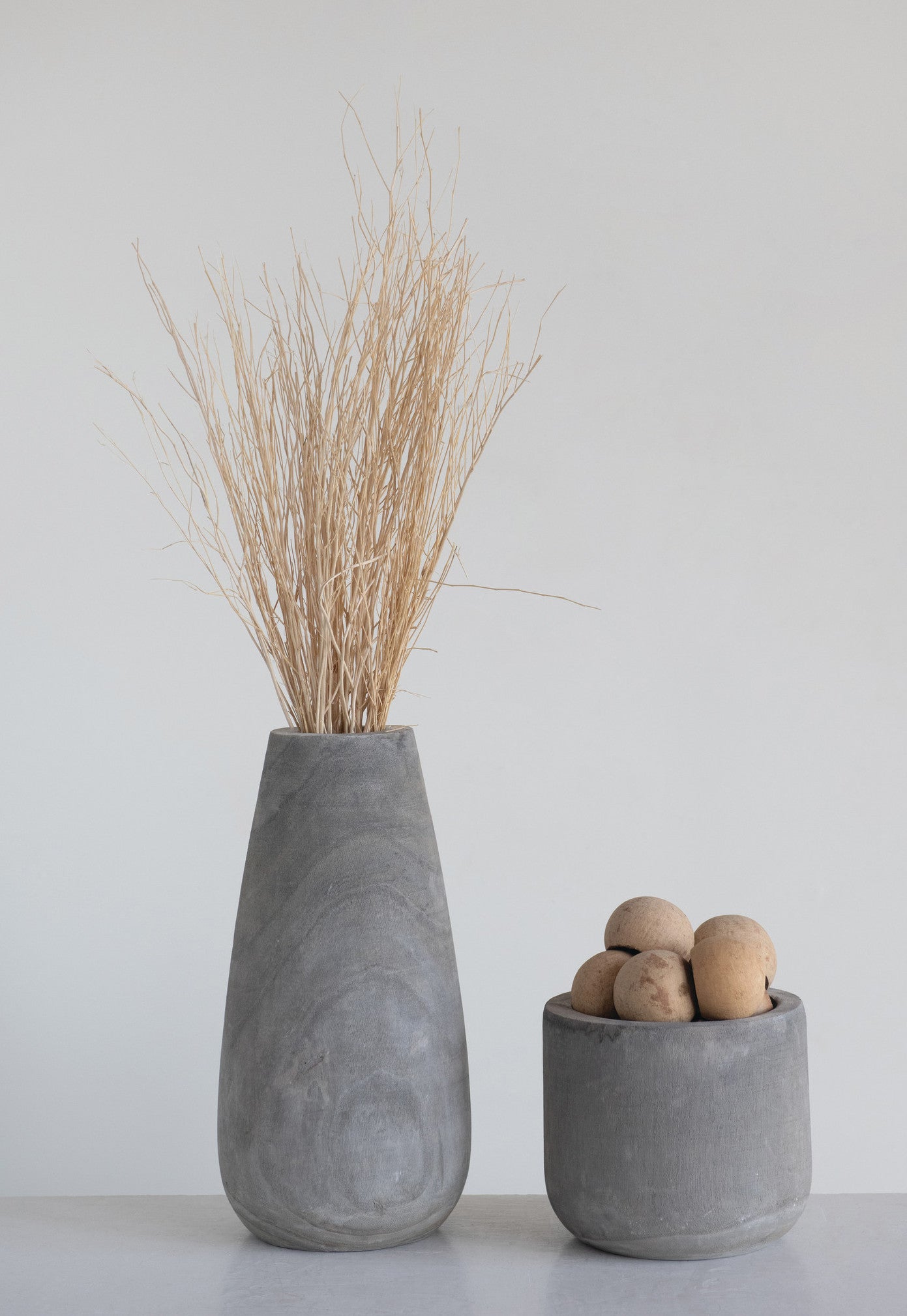 Paulownia Wood Vase with Grey Wash