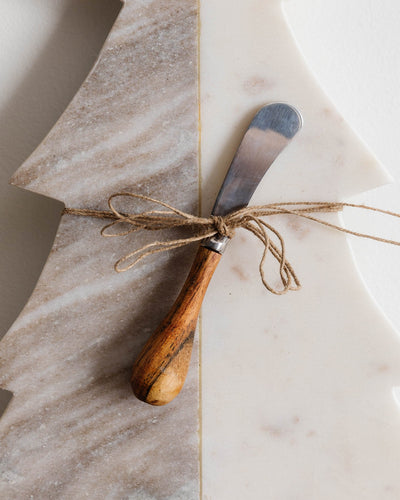 Marble Tree Cheese Board w/ Canape Knife