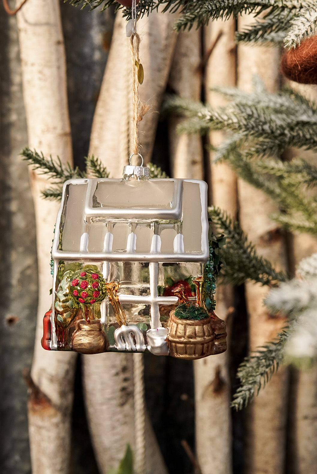 Glass Greenhouse Ornament w/ Greens