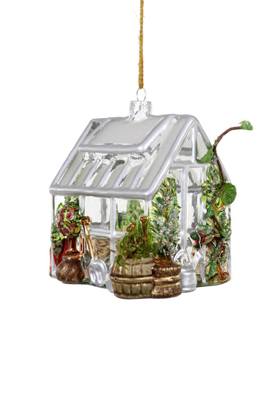 Glass Greenhouse Ornament w/ Greens