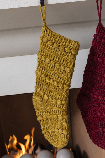 Wool Knit Stocking, Mustard