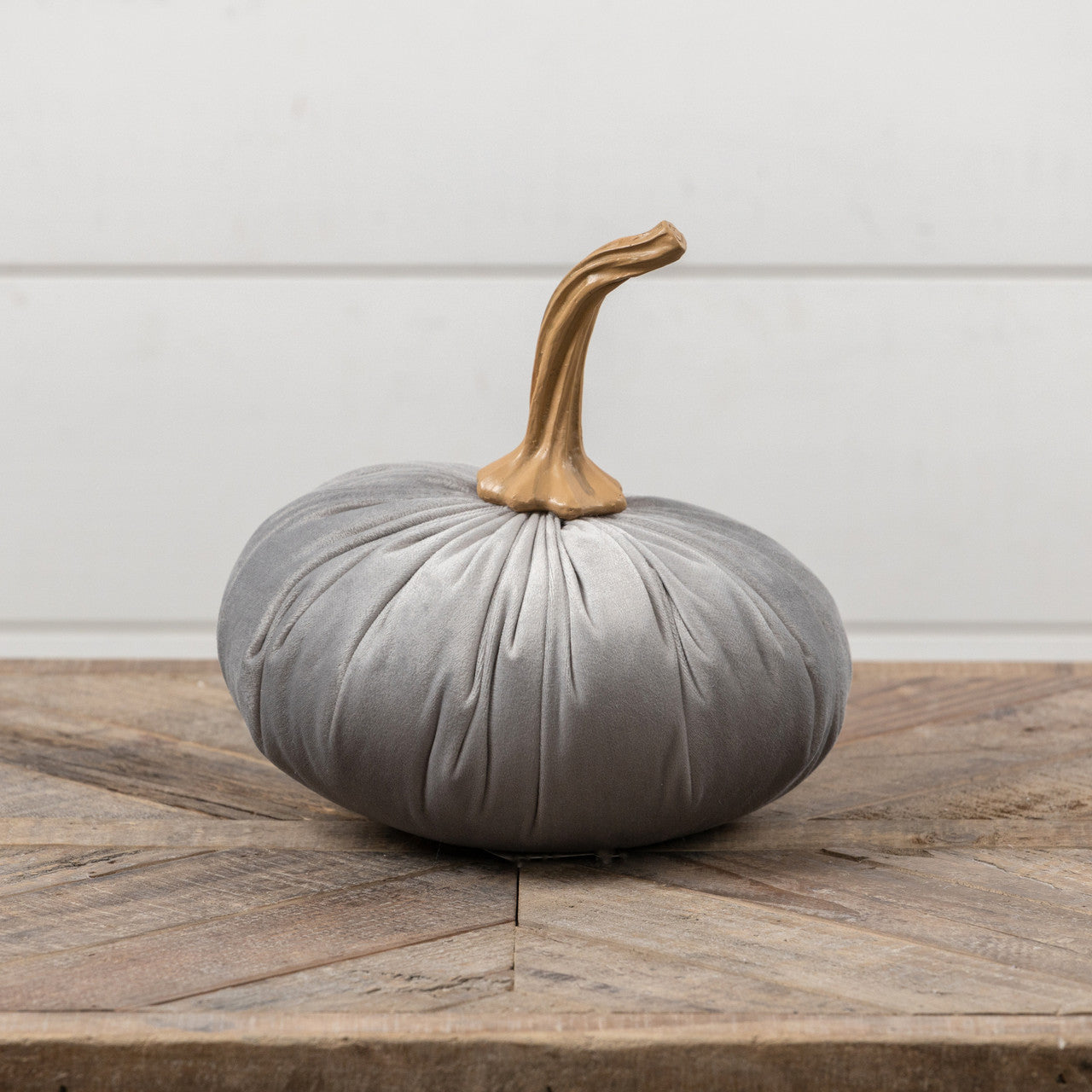 9" Grey Fabric Pumpkin