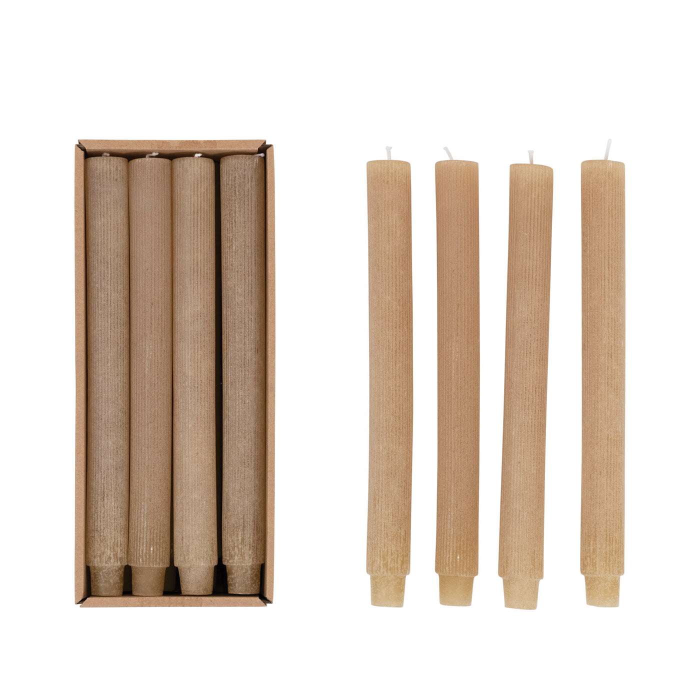 Linen Unscented Pleated Taper Candles, Set of 12